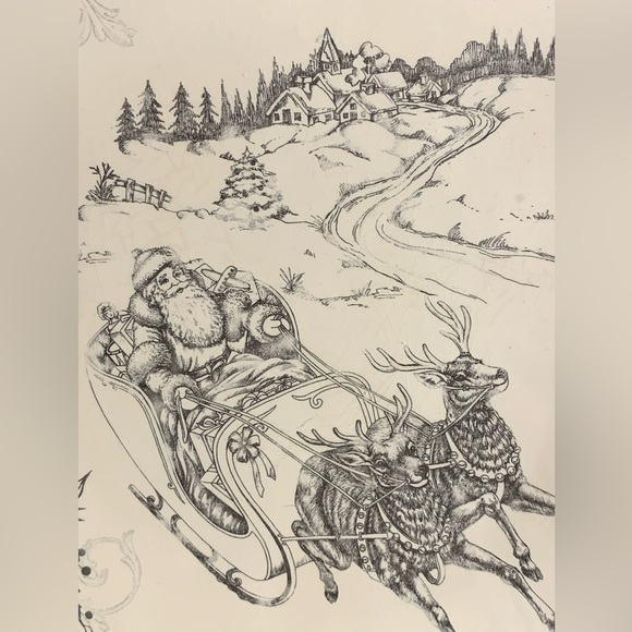 Giftcraft 10" Square Christmas Plate ft. Santa's Sleigh and Red Rim - Picture 2 of 9